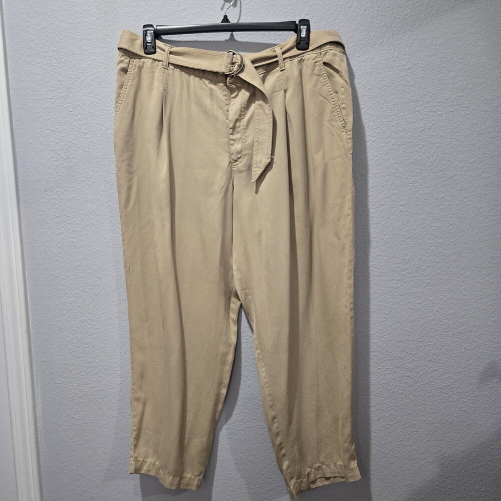 Ann Taylor Loft XL Tan Belted Pleated Lyocell Pants